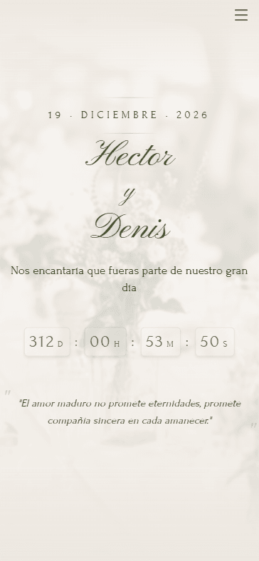 Vista móvil de la invitación web 1