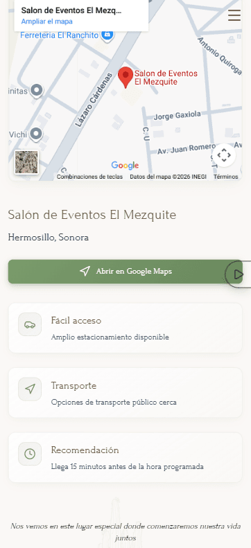 Mapa interactivo y confirmación de asistencia